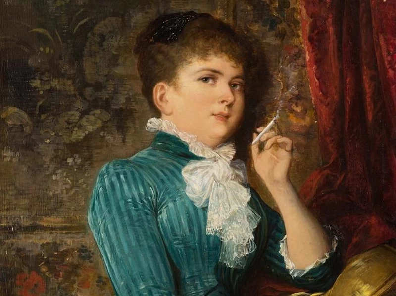 Carl Schweninger II - Signora con la sigaretta, dettaglio